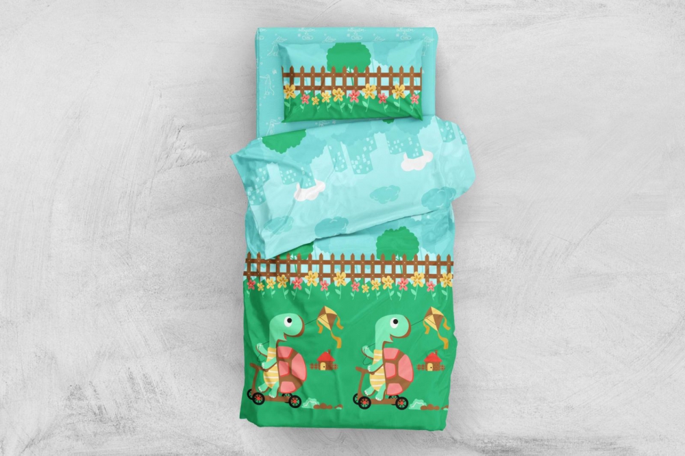 Постільна білизна Черепашка, ранфорс (Євро)