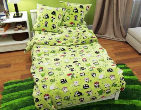 Постільна білизна Совушки салат., бязь 40*60см (Дитячий)