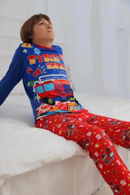 Дитяча піжама для хлопців Пожежна команда | світиться у темряві | 13 роки зріст 153-158см | колір червоний
