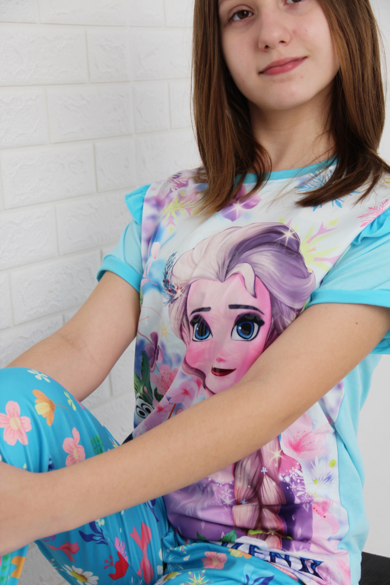 Дитяча піжама для дівчаток Холодне серце FROZEN | світиться у темряві | 5 роки зріст 104-110см | колір блакитний - Image 4