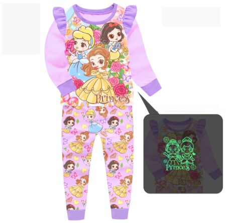 Дитяча піжама для дівчат Принцеси Діснея Disney princesses вид 2 | світиться у темряві | 11 роки зріст 140-146см | колір рожевий