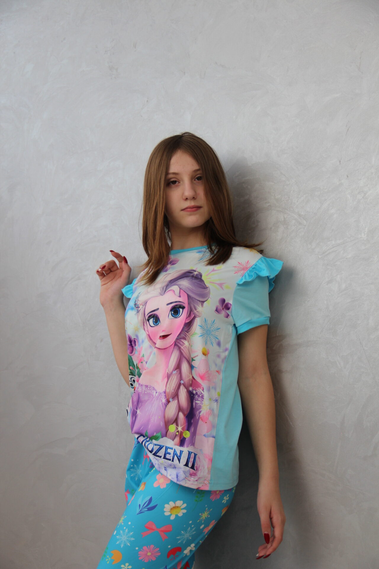 Дитяча піжама для дівчаток Холодне серце FROZEN | світиться у темряві | 5 роки зріст 104-110см | колір блакитний - Image 3