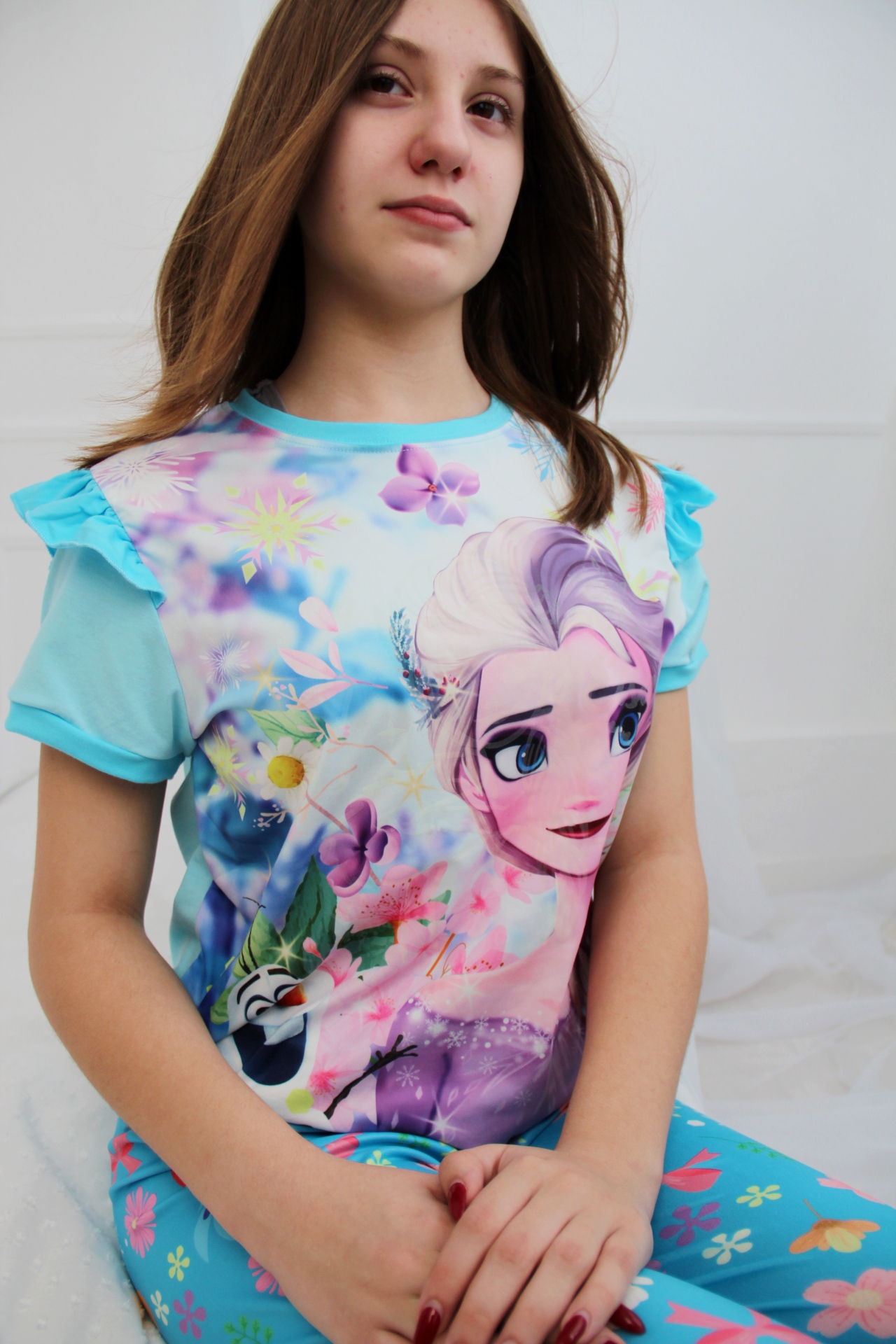 Дитяча піжама для дівчаток Холодне серце FROZEN | світиться у темряві | 5 роки зріст 104-110см | колір блакитний - Image 5