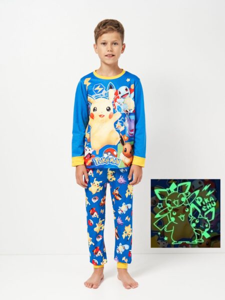 Дитяча піжама для хлопців покемон Пікачу pokemon Pikachu 2 | світиться у темряві | 9 роки зріст 128-134см | колір синій