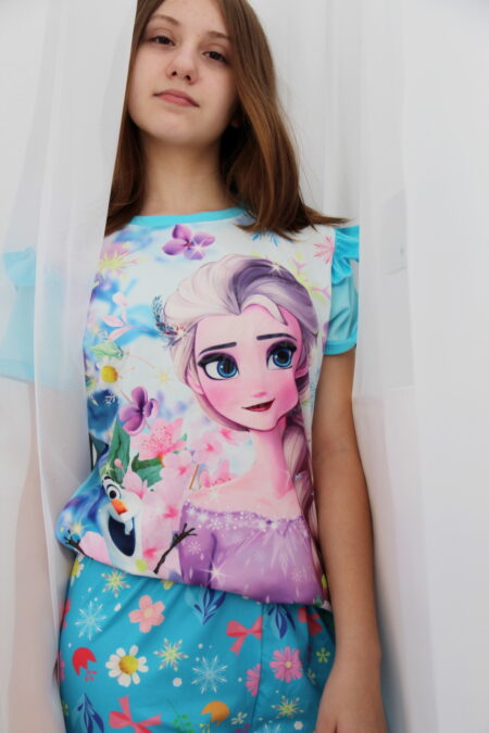 Дитяча піжама для дівчаток Холодне серце FROZEN | світиться у темряві | 3 роки зріст 96-104см | колір блакитний