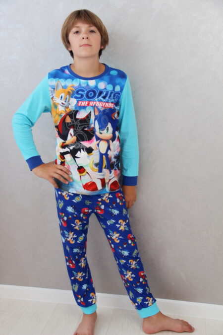 Дитяча піжама для хлопчиків Сонік Sonic | світиться у темряві | 3 роки зріст 96-104см | колір синий
